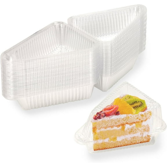 Thickened Extra Large 50Pcs Cake Slice Containers,4.4 Inch Pie Slice Containers For 6-8 Diameter Cake or Pie Slices,Cheesecake Containers,Plastic Boxes for Take Out Packaging