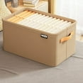thumbnail image 1 of Thickened Fabric Clothes & Pants Box, Foldable Storage Basket with Handles Small Storage Basket, Dark Khaki-16.53"x11"x9.84", 1 of 4