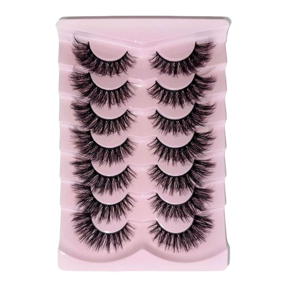 Thickened False Eyelashes with Clear Band Natural Dark Brown Full Volume Reusable 7 Pairs