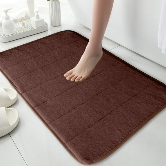 Thickened Fleece Floor Mat, Quilted Kitchen Bathroom Foot Mat, Solid Color Entrance Door Mat, Foam Foot Mat, Non-Slip Bottom, Water Absorbent, Easy to Clean, Durable