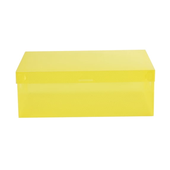 Thickened Flip Style Transparent Men's And Women's Storage Shoe Box Plastic Foldable Shoe Box, Shoe Box Clear Plastic Stackable, for Closet Storage Boxes Containers Bins Case, 28x18.x9.5cm (Yellow)