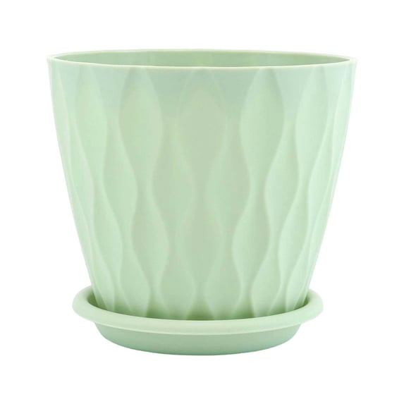 Thickened Flower Pot PP Material Water Ripple Pattern with Saucers for Indoor Outdoor Garden Patio Balcony Planting