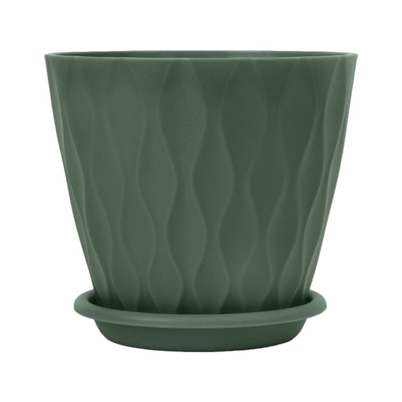 Thickened Flower Pot PP Material Water Ripple Pattern with Saucers for Indoor Outdoor Garden Patio Balcony Planting