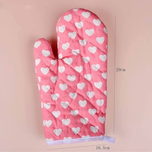 Thickened Heat-Insulating Baking Gloves, High-Temperature Resistant BBQ Oven Mitts for Kitchen, Microwave & Grill, Pink