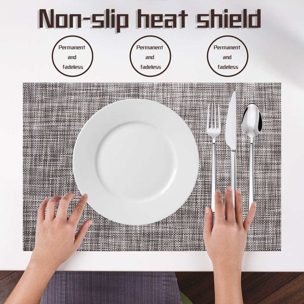 Thickened Heat Insulation PVC Placemat, Linen Texture, Durable ...