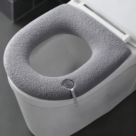 Thickened Insulated Toilet Seat Cover - Fully Enclosing Warm Toilet Pad for Home, Soft Comfortable Anti-Slip Bathroom Accessory, Washable Toilet Seat Cushion for All Seasons