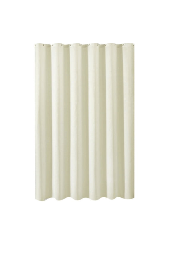 Thickened Jacquard Waffle Bathroom Shower Curtain, Hotel Grade Fabric Shower Curtain Set for Bathroom, Waffle Weave Shower Curtain, Machine Washable(Beige)