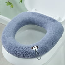 Thickened Knitted Toilet Seat Cushion, 4-Season Warm Acrylic Plush Cover, Machine Washable Universal Fit for Round/U-Shaped Toilets, Christmas Bathroom Cozy Decor & Winter Cold Protection