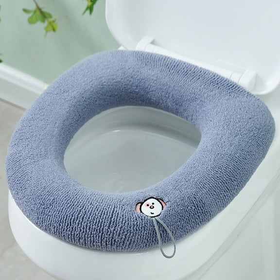 Thickened Knitted Toilet Seat Cushion, 4-Season Warm Acrylic Plush Cover, Machine Washable Universal Fit for Round/U-Shaped Toilets, Christmas Bathroom Cozy Decor & Winter Cold Protection