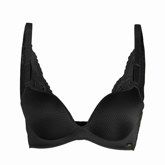 Thickened Lace Backless Adjustable Bra With Detachable Double Straps And Deep V Design