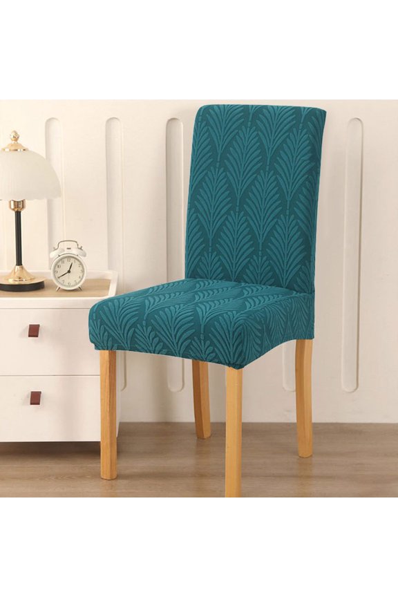 Thickened Leaf Chair Cover for Dining Room - Stretch Polyester Seat Protector,Full Cover Cushion Slipcover for Hotel Home Decor - Easy Care 17.7-25.5in Back Height