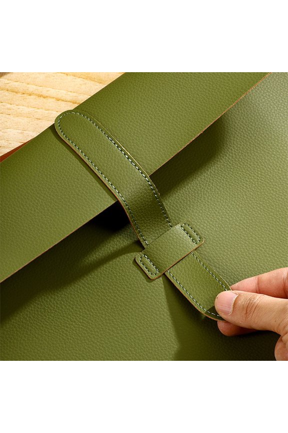 Thickened Leather Business Folder Briefcase With Pockets For Document Handouts Storage Office Portfolio