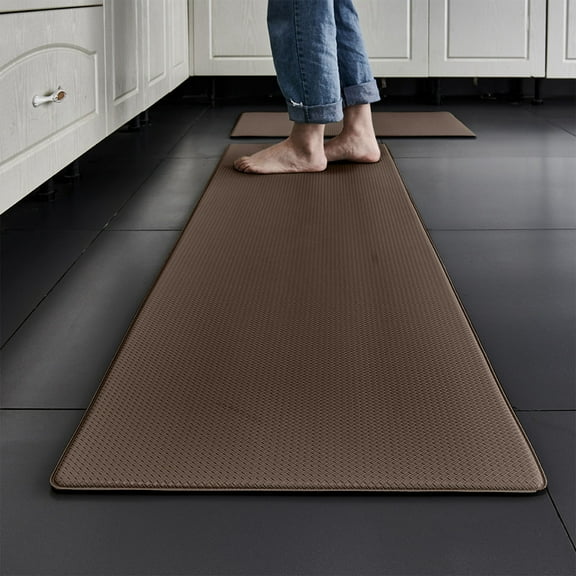 Thickened Leather Kitchen Floor Mat, Long Waterproof Anti-Fatigue Non-Slip Rug, Oil-Proof Durable Runner for Sink, Laundry and Home Kitchen Area