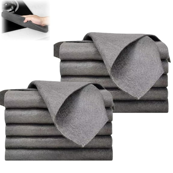 Thickened Magic Cleaning Cloth,10 Pcs Reusable Microfiber Cleaning Rag for Windows,Mirror,Glass,Car(Gray)