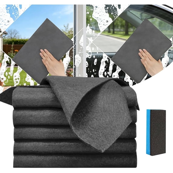 Thickened Magic Cleaning Cloth for Glass, 5 Pack Microfiber Streak Free Cleaning Cloths, Reusable Lint Free Miracle Wipes for Windows, Mirrors, Car Windshield, Stainless Steel (5PCS,11.81*15.75IN)