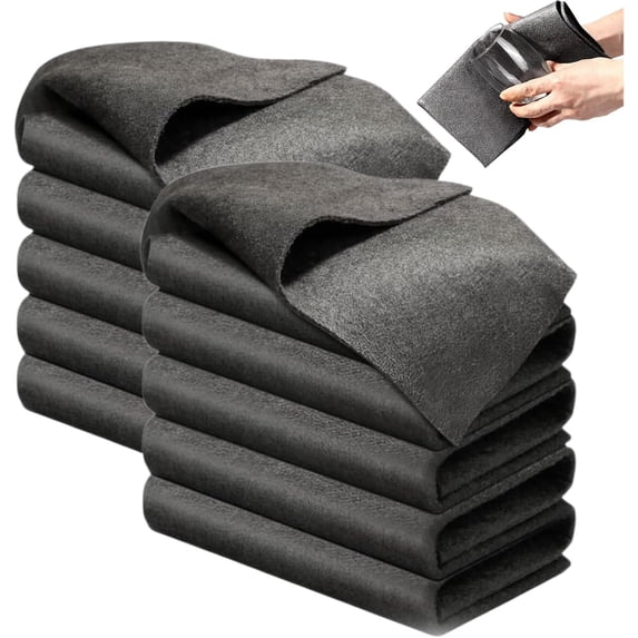 Thickened Magic Cleaning Cloth - Professional Magic Cleaning Cloth Stainless Steel & Glass - Streak Free Miracle Cleaning Cloth - 10 Pack Magic Cloth for Windows (10, Black, 20 * 30c)