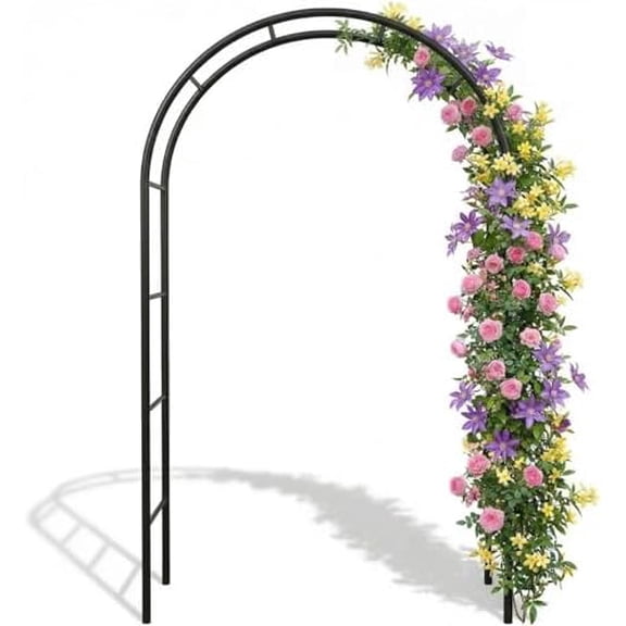 Thickened Metal Garden Arch,16mm Pipe Diameter Heavy-Duty Garden Arbor for Climbing Plant Roses Vines, Garden Patio Bridal Party Decoration Wedding Arch (Black, L)