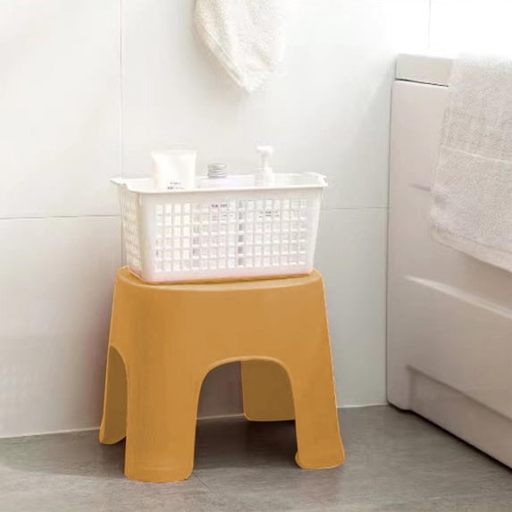 Thickened Mini Plastic Stool for Home Use, Sturdy Lightweight Low Seat, Multi Purpose Small Stool for Living Room Bathroom Shoe Changing Entryway Adult Household, Yellow