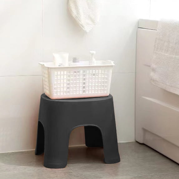 Thickened Mini Plastic Stool for Home Use, Sturdy Lightweight Low Seat, Multi Purpose Small Stool for Living Room Bathroom Shoe Changing Entryway Adult Household, Black