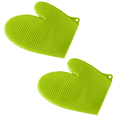 thumbnail image 1 of Thickened Mini Silicone Oven Mitts Heat Resistant, Rubber Oven Mitt Gloves, Finger Pinch Grips, Pot Holder, Silicone Potholder for Kitchen Cooking & Baking - Green, 1 of 5