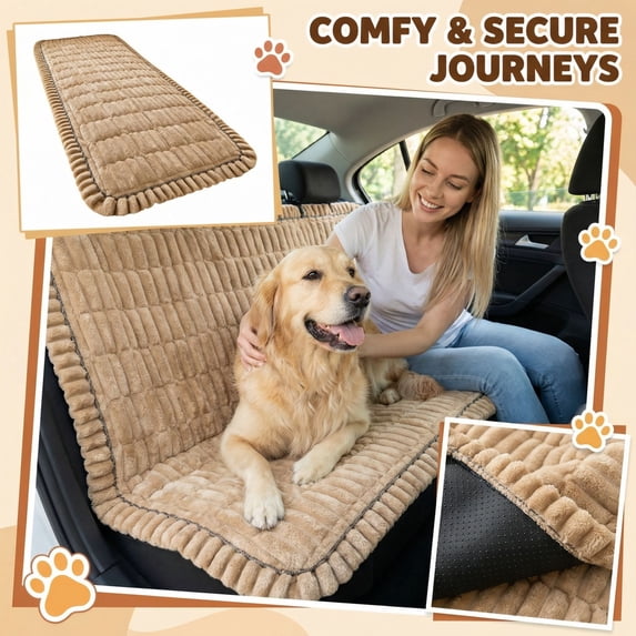 Thickened Non-Slip Dog Car Seat Cushion Protective Pet Mat for Upholstery, Coffee