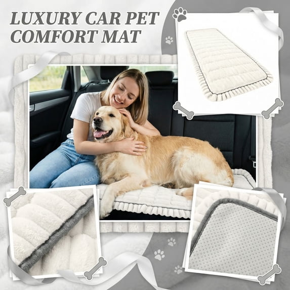 Thickened Non-Slip Pet Car Travel Cushion Dog Seat Mat for Daily Commutes, Camel