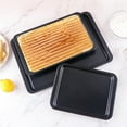 thumbnail image 1 of Thickened Non-stick Rectangular Carbon Steel Baking Tray for Household & Commercial Ovens, Cake & Bread Pan, 14.65x10.08in, Black, 1 of 5