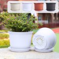 thumbnail image 1 of Thickened PP Plastic Flower Pot with Tray - Indoor/Outdoor Universal, Anti-Crack Design & Removable Drainage Tray, Durable Home Decor Pot for Gardens, Prevents Overwatering, 7*5in, Beige, 1 of 7