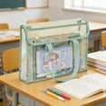 thumbnail image 1 of Thickened PVC Clear Tutoring Tote Bag Double Layer Large Capacity Waterproof Book Bag For School Exams And Daily Commuting Transparent Study Organizer With Mesh Pocket And Sturdy Handles, 1 of 6