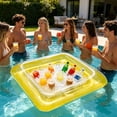 thumbnail image 1 of Thickened PVC Inflatable Pool Floating Ice Bar Serving Tray with Multi Drink Cup Holders, Large Capacity Water Fruit Beverage Snack Float, Summer Party Accessory for Swimming Pool, Yellow, 1 of 4