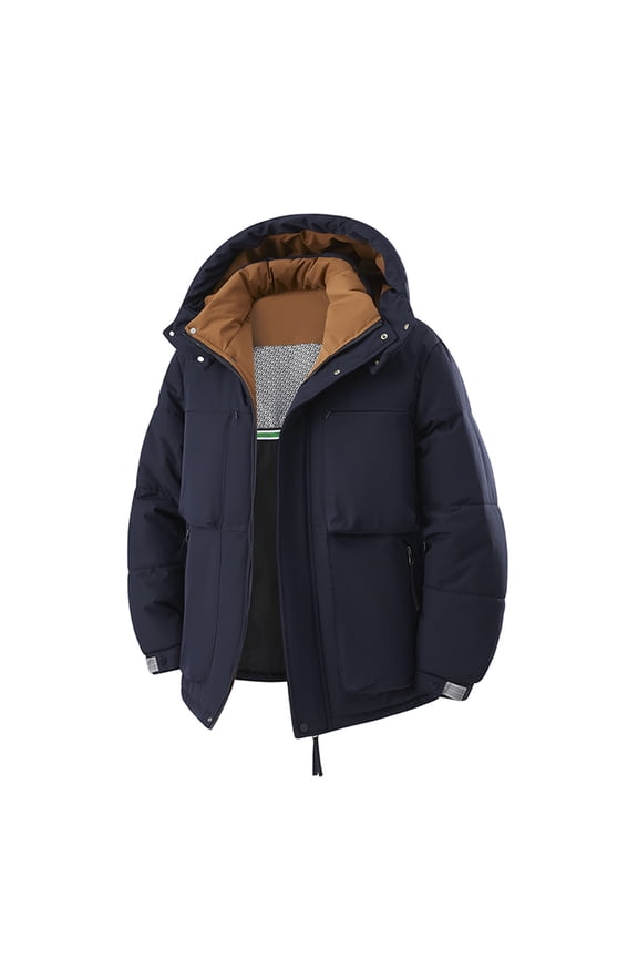 Thickened Parka Jackets for Men Solid Color Puffer Coat Hooded Winter Warm Jacket Outwear Coat for Daily Wear Green 3XL