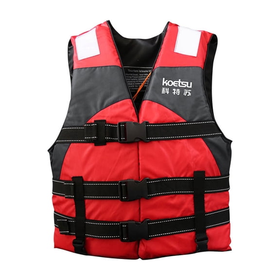 Thickened Pearl Cotton Buoyancy Life Vest, Reflective Strip Water Recreation Jacket, Adjustable Crotch Strap Flotation Aid for Boating Fishing Surfing