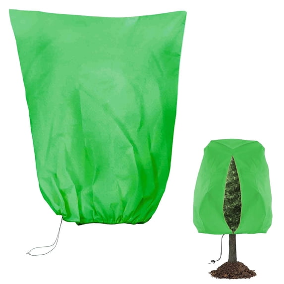 Thickened Plant Covers Freeze Protection, Winter Frost Protection Blankets, Reusable Drawstring Plant Protection Bags, for Outdoor Fruit Trees Shrubs Potted Plants Cold Frost (23.6"x31.4",Green)