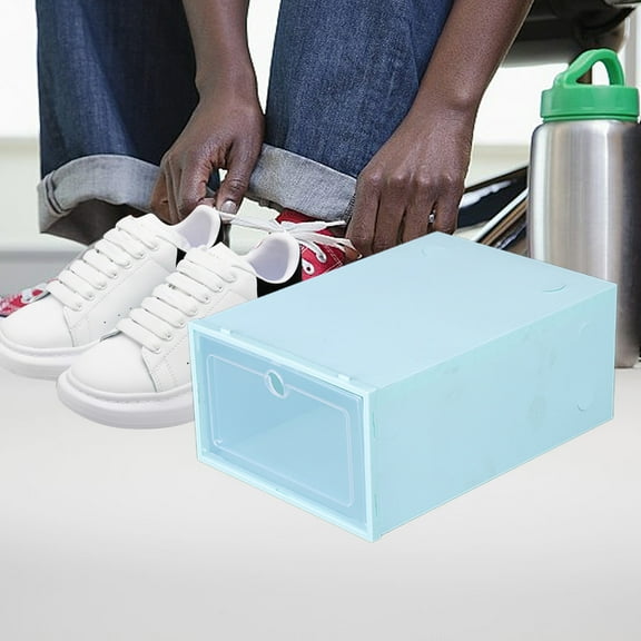 Thickened Plastic Dusts Proof Stackable Shoe Box, Large Capacity Foldable Shoe Box with Clear Lid, Plastic Storage Boxes Container with Clear Lids, Drop Front Shoe Box with Clear Buckle Door