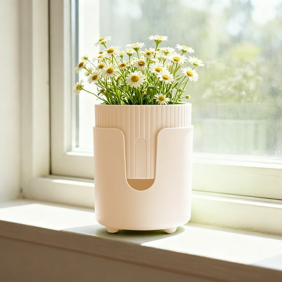 Thickened Plastic Flower Pot - 5.9-Inch Tall Indoor Planter with Drainage Holes for Herbs, Succulents, and Home Desk, Durable Household Flower Pot Decor(Yellow)