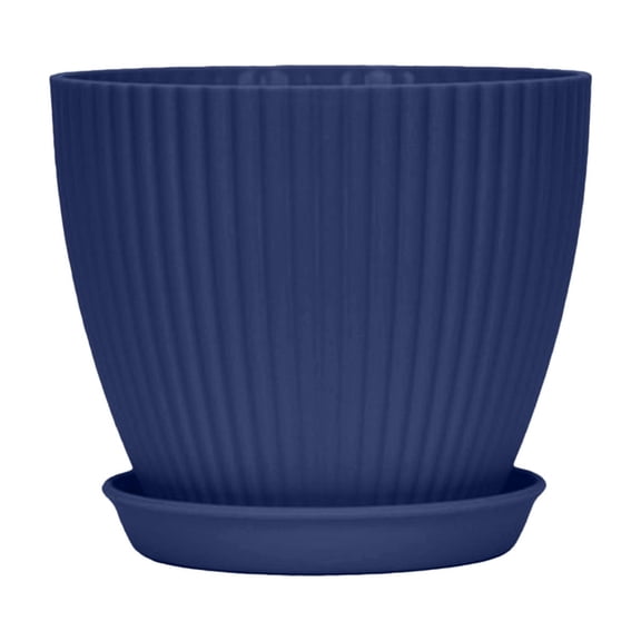 Thickened Plastic Plant Pots With Drainage Saucers, Breathable Indoor Outdoor Planters, Round Flower Containers Blue 4.3x3.9in