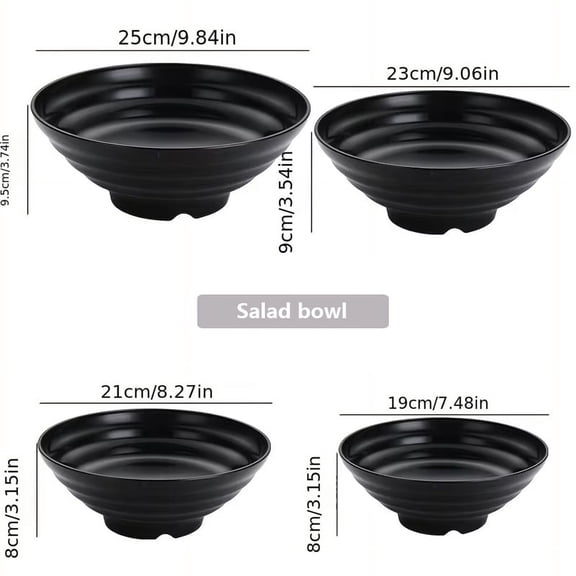 Thickened Plastic Ramen Bowl Anti-Slip Salad Bowl Solid Color Perfect for Kitchen Restaurant Lamian Noodles bowl(NOT CERAMIC)