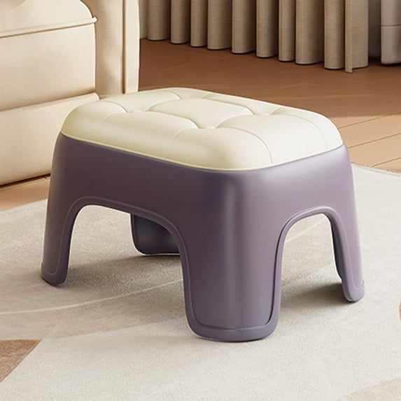 Thickened Plastic Small Stool Short Square Living Room Bathroom Seat Imitation Leather Stackable Chair for Home Space Saving Best Value Finds & Budget-Friendly Offers