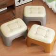 thumbnail image 1 of Thickened Plastic Small Stool Short Square Living Room Bathroom Seat Imitation Leather Stackable Chair for Home Space Saving Seasonal Savings for the Holidays, 1 of 7