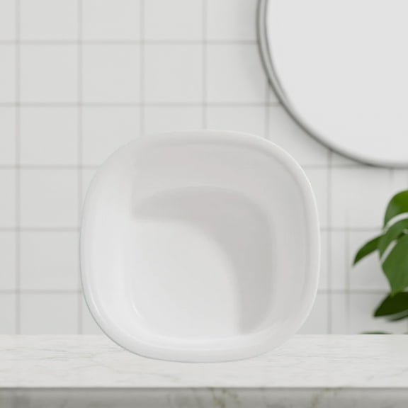 Thickened Plastic Wash Basin - 11.18x11.18x3.94in Household Laundry Tub, Portable Foot Washing Bowl for Camping, Travel, Baby Bath (Green/White)