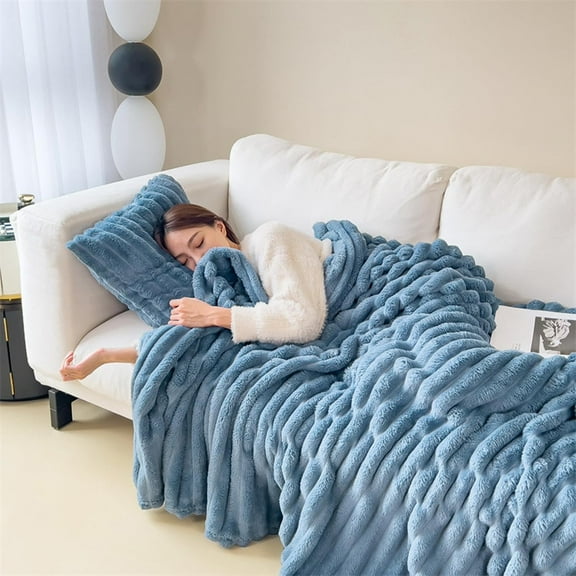 Thickened Plush Nap Blanket, 2026 Flannel Milk Velvet Cover Blanket, Rabbit Plush Milk Velvet Cover Blankets, Soft and Comfortable, Plushs Warm Shaggy Fluffy Small Blankets
