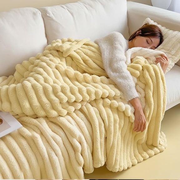 Thickened Plush Nap Blanket, Rabbit Plush Milk Velvet Cover Blankets, Thickened Faux Rabbit Plush Nap Blanket,Fall Winter Weighted Fluffy Bed Throw Room Decor, Oversized Fuzzy Warm Couch Throws Gifts