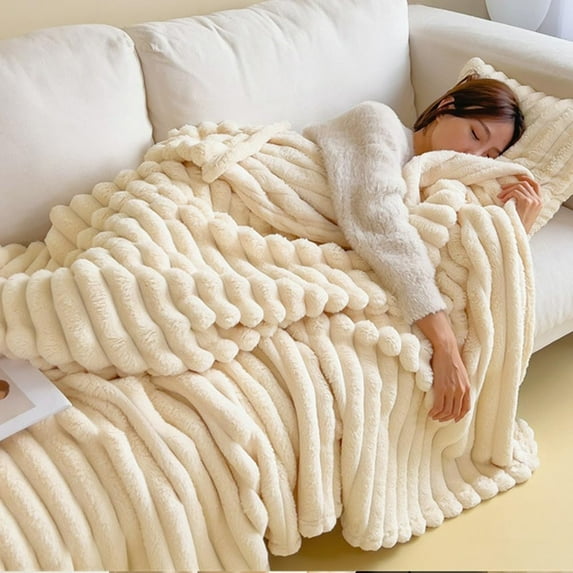 Thickened Plush Nap Blanket, Rabbit Plush Milk Velvet Cover Blankets, Thickened Faux Rabbit Plush Nap Blanket,Fall Winter Weighted Fluffy Bed Throw Room Decor, Oversized Fuzzy Warm Couch Throws Gifts