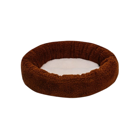 Thickened Plush Pet Bed Nest - Warm Indoor Cat & Dog Kennel Mat, Machine - Washable Burrow - Style Cozy Sleeping Nook,Brown