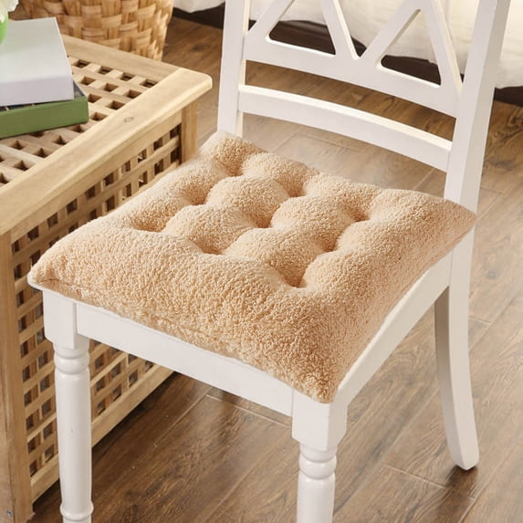 Thickened Plush Seat Cushion,Lamb Fleece Pad Warm Pillow Chair Stool Heightened for Yoga Office Home Chair Meditation (Coffee, 15.74x15.74x2.75in)