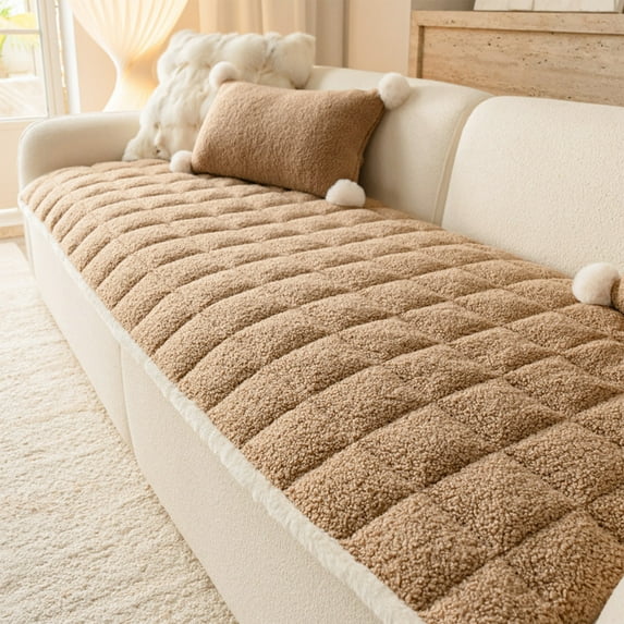 Thickened Plush Sofa Cushion Non-Slip Seat Pad for Living Room Sofa Protector 1-Pack