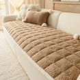 thumbnail image 1 of Thickened Plush Velvet Sofa Cushion Non-Slip Fixed Rectangle Seat Pad, Soft Breathable Couch Mat for Autumn Winter,Decorative Cushion for Home Car Pet,Brown, 1 of 6
