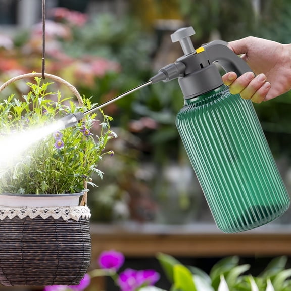 Thickened Pressure Watering Can Pressurized Sprayer for Gardening 2-In-1 Fine Mist & Strong Stream Continuous Spray Bottle Handheld Plants Mister with Locking Trigger 12.6 Inch Plastic Watering Pot
