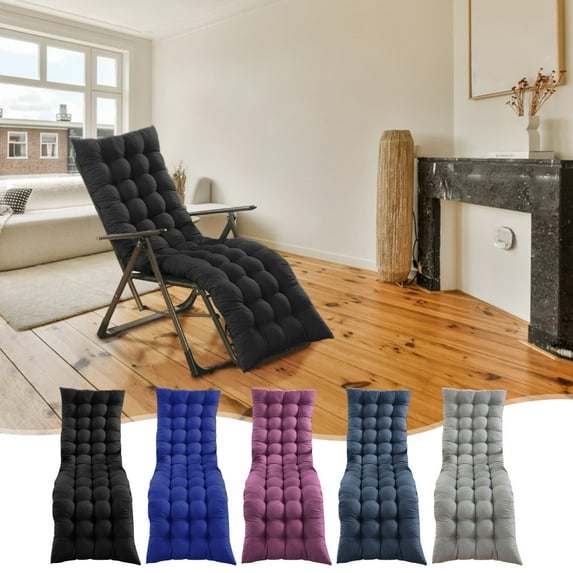 Thickened Recliner Cushion Pad | Non-Slip Folding Chair Pillow | Two-Sided Pearl Cotton Padding | Hook & Loop Fasteners | Office Home Garden Seat Cushion | Decorative Piping | 48x159cm | Multiple