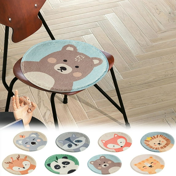 Thickened Round Chair Cushion for Office & Kindergarten, Plush Winter Seat Pad, Warm & Comfortable, Animal Pattern, Easy to Clean, Fits Small Chairs & Stools